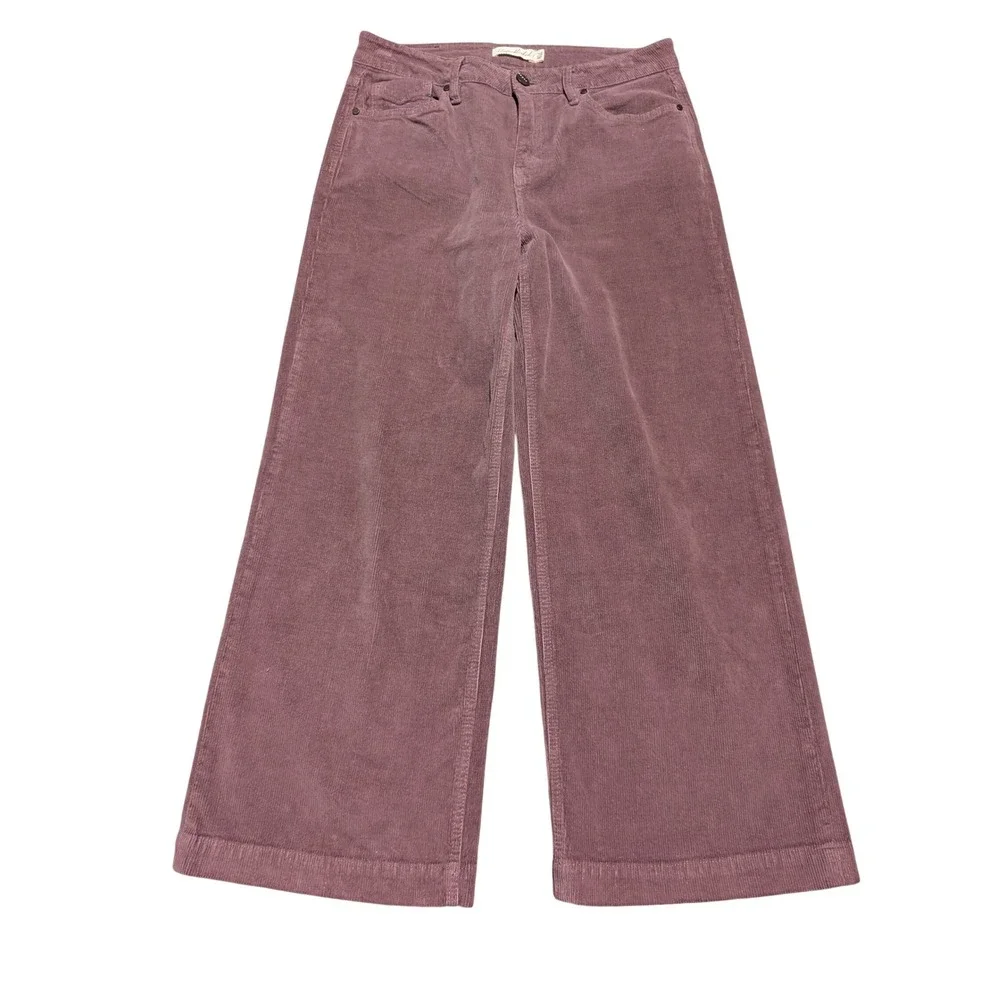 Corduroy Pants Womens 28 Mauve Wide Leg High Rise 30x25 Boho‎ Retro 70s